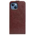 iPhone 14 Max Verticale Flip Case met Kaartsleuf - Bruin