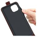 iPhone 14 Max Verticale Flip Case met Kaartsleuf - Bruin