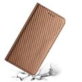 iPhone 14 Max Wallet Case - Koolstofvezel - Bruin