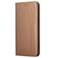 iPhone 14 Max Wallet Case - Koolstofvezel - Bruin