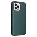 iPhone 14 Pro Max Flip Case - Koolstofvezel - Groen