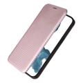 iPhone 14 Pro Max Flip Case - Koolstofvezel - Rose Goud