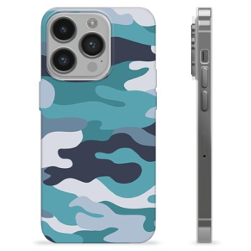 iPhone 14 Pro TPU-hoesje - Blauwe Camouflage