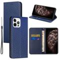 iPhone 14 Pro Wallet Case - Koolstofvezel - Blauw