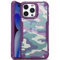 iPhone 15 Anti-Shock Hybride Hoesje - Camouflage - Paars