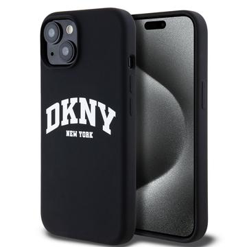 iPhone 15 DKNY Liquid Silicone Arch Logo-hoesje - MagSafe-compatibel - Zwart