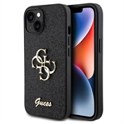 iPhone 15 Guess Fixed Glitter 4G Metal Logo Cover