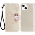 iPhone 15 Uil Strass Portemonnee Hoesje