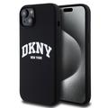 iPhone 15 Plus DKNY Liquid Silicone Arch Logo-hoesje - MagSafe-compatibel - Zwart