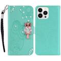 iPhone 15 Pro Max Uil Strass Portemonnee Hoesje