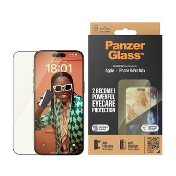 iPhone 15 Pro Max PanzerGlass EyeCare Ultra-Wide Fit EasyAligner Glazen Screenprotector - zwarte rand