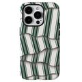 iPhone 15 Pro Max Stripes Afneembare 2-in-1 Hybride Hoesje - Groen / Wit