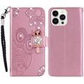 iPhone 15 Pro Uil Strass Portemonnee Hoesje