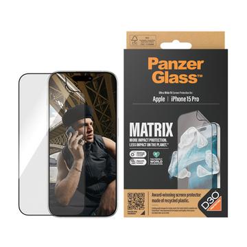 iPhone 15 Pro PanzerGlass Matrix D3O UWF Screen Protector m. AlignerKit - Zwarte rand