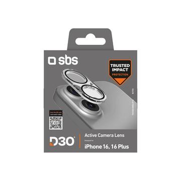 iPhone 16/16 Plus SBS Active D3O Camera Lens Getemperd Glas Beschermer - Helder / Zwart