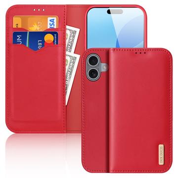 iPhone 16 Dux Ducis Hivo Wallet Leren Hoesje - Rood