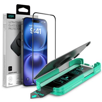 iPhone 16 ESR Armorite Glazen Screenprotector - 9H, 0.3mm - Zwarte Rand