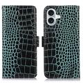 iPhone 16 Plus Crocodile Series Wallet Leren Hoesje met RFID - Groen