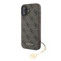 iPhone 16 Plus Guess 4G Charms Collection Hybride Hoesje - Bruin