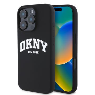 iPhone 16 Pro DKNY Liquid Silicone Arch Logo-hoesje - MagSafe-compatibel - Zwart