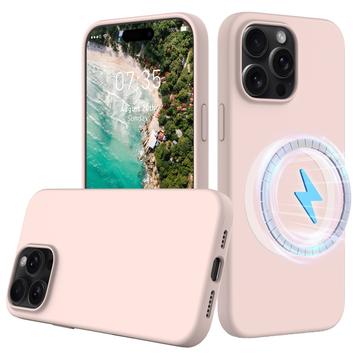 iPhone 16 Pro Liquid Siliconen Hoesje - MagSafe Compatibel - Roze