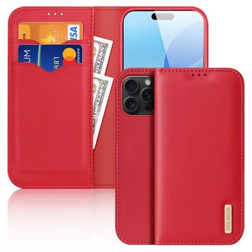 iPhone 16 Pro Max Dux Ducis Hivo Wallet Leren Hoesje - Rood