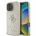 iPhone 16 Pro Max Guess Fixed Glitter 4G Metal Logo Hoesje - Goud