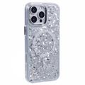 iPhone 16 Pro Max MagSafe-compatibel glitter pailletten epoxy hoesje - Wit