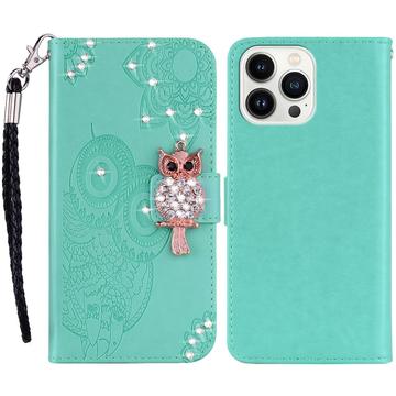 iPhone 16 Pro Max Uil Strass Portemonnee Hoesje