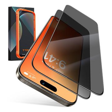 iPhone 16 Pro Max Torras GlassGo Privacy Glazen Screenprotector met Auto-Align Frame - 2 stuks.