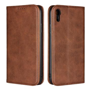 iPhone XR Retro Wallet Case met Magnetische Sluiting - Coffee