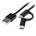 4smarts ComboCord Fabric MicroUSB & Type-C Kabel - 1m - Zwart